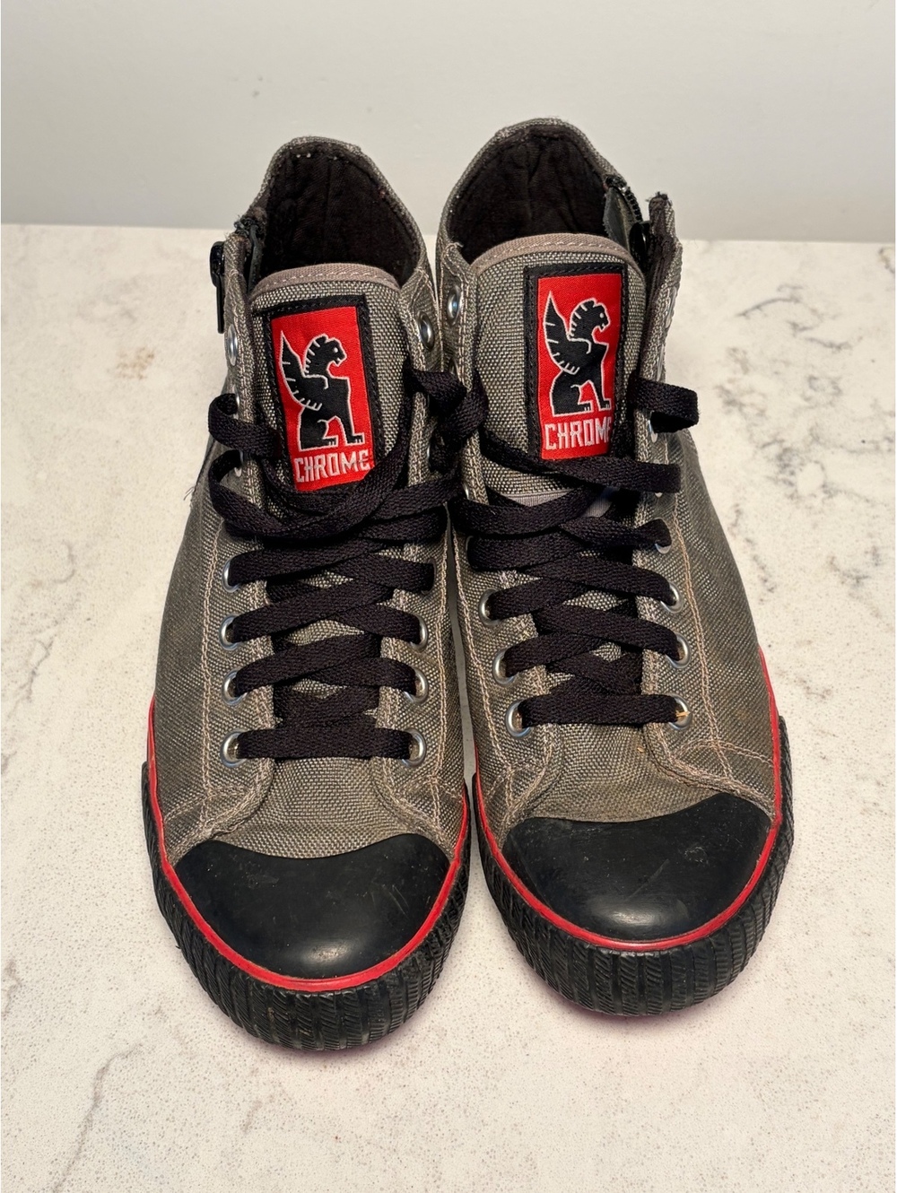 Chrome Industries Saipan Cordura Grey Red Sole High Top Sneakers Mens 7